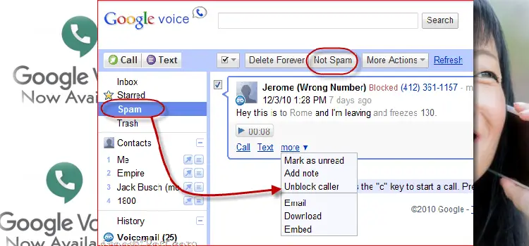 block a number on google voice