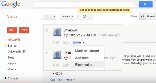 Google Voice How To Block Unknown Caller