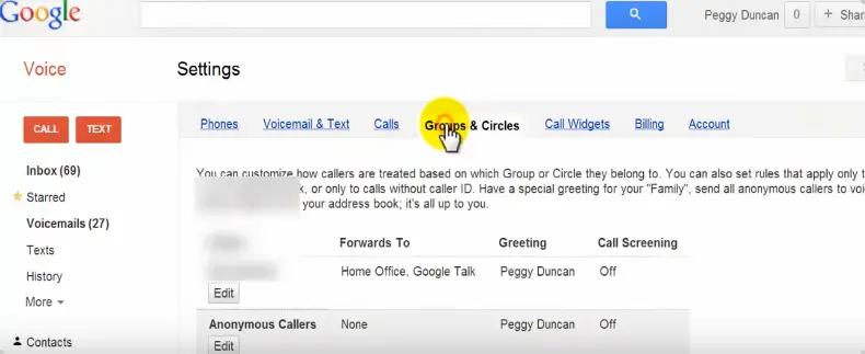 google voice Group Option