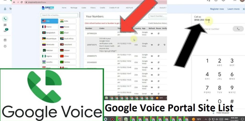 Google Voice Portal Site List